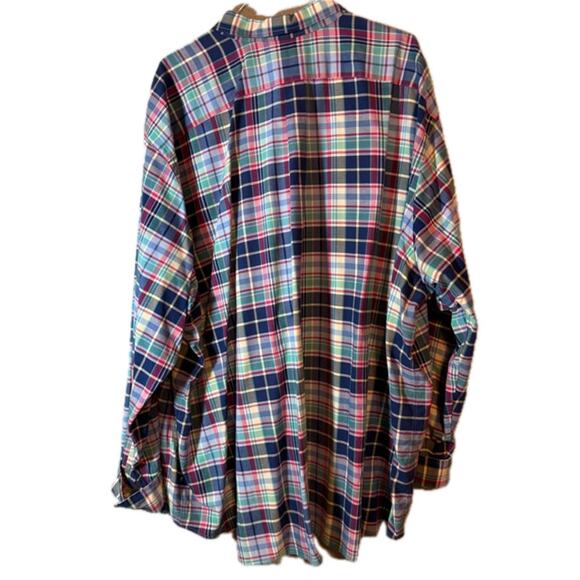 5XB Ralph Lauren Blue Green Red Striped Plaid Button Up Long Sleeve Shirt - Picture 2 of 7